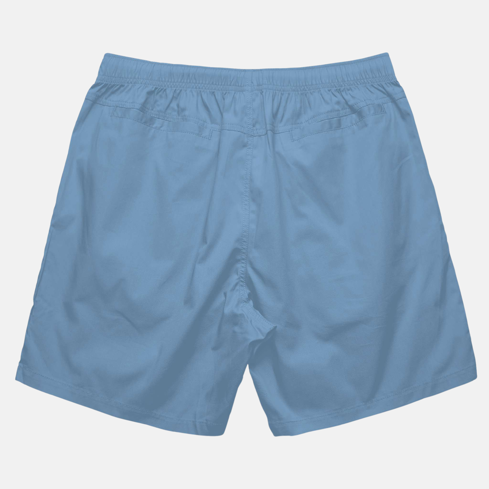 Back of Swith brand riviera collection padel club lightweight shorts in light blue on a light gray background