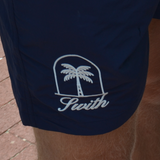 Closeup of swith riviera swim short embroidery